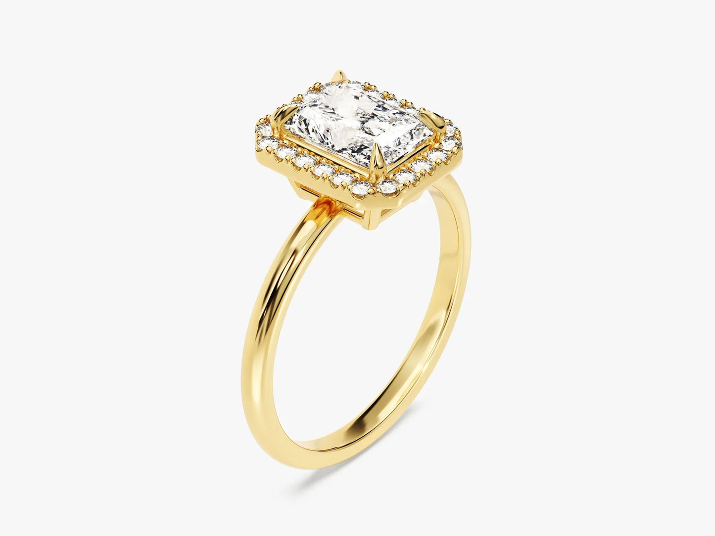 1.50CT Radiant Diamond Halo Moissanite Engagement Ring