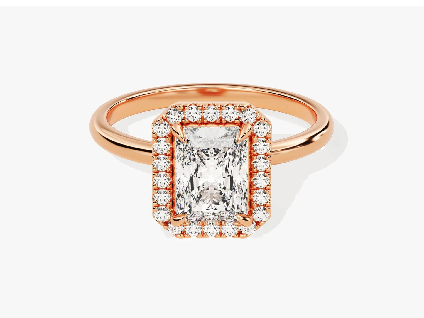 1.50CT Radiant Diamond Halo Moissanite Engagement Ring