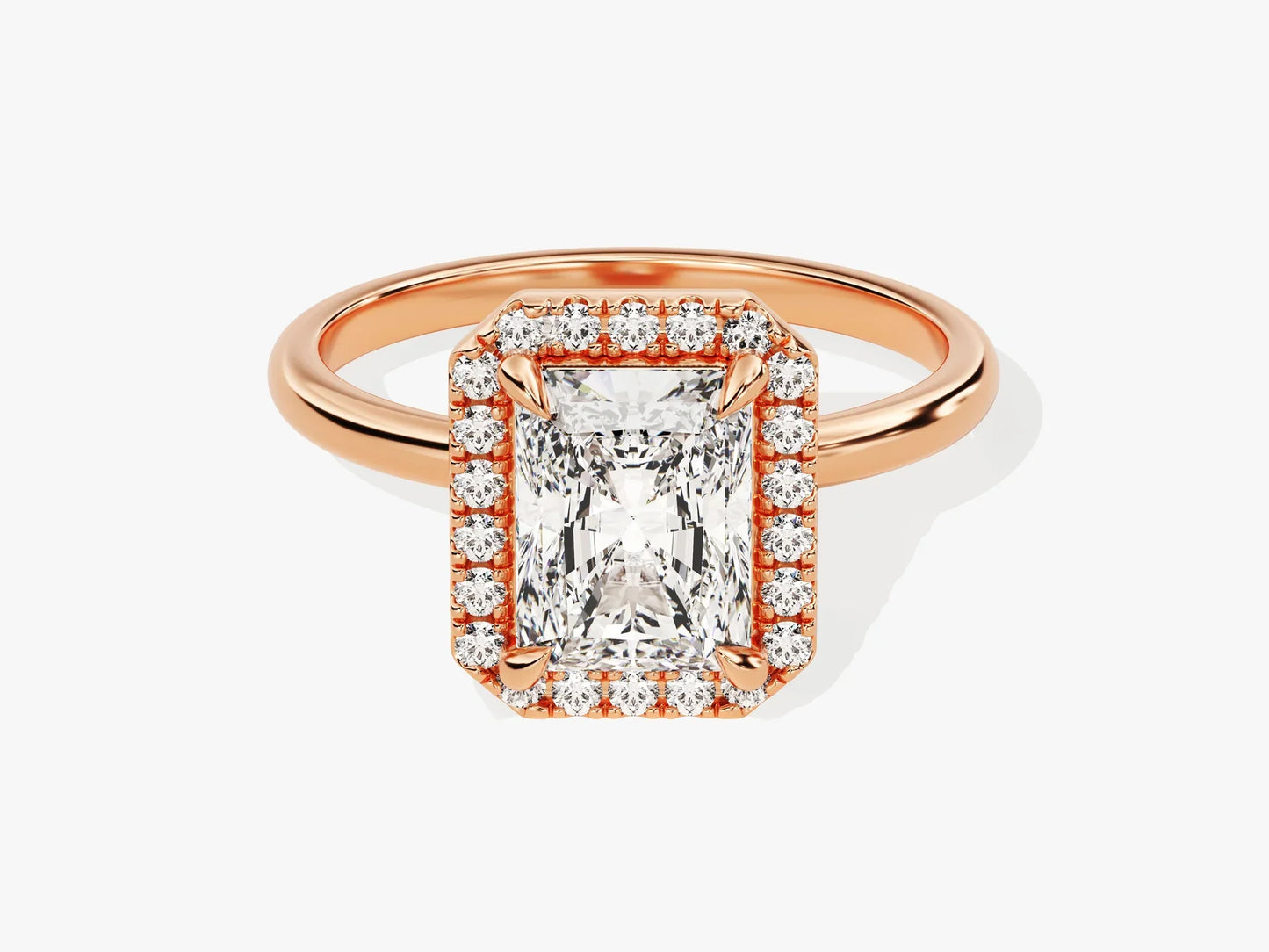 2.0CT Radiant Diamond Halo Moissanite Engagement Ring