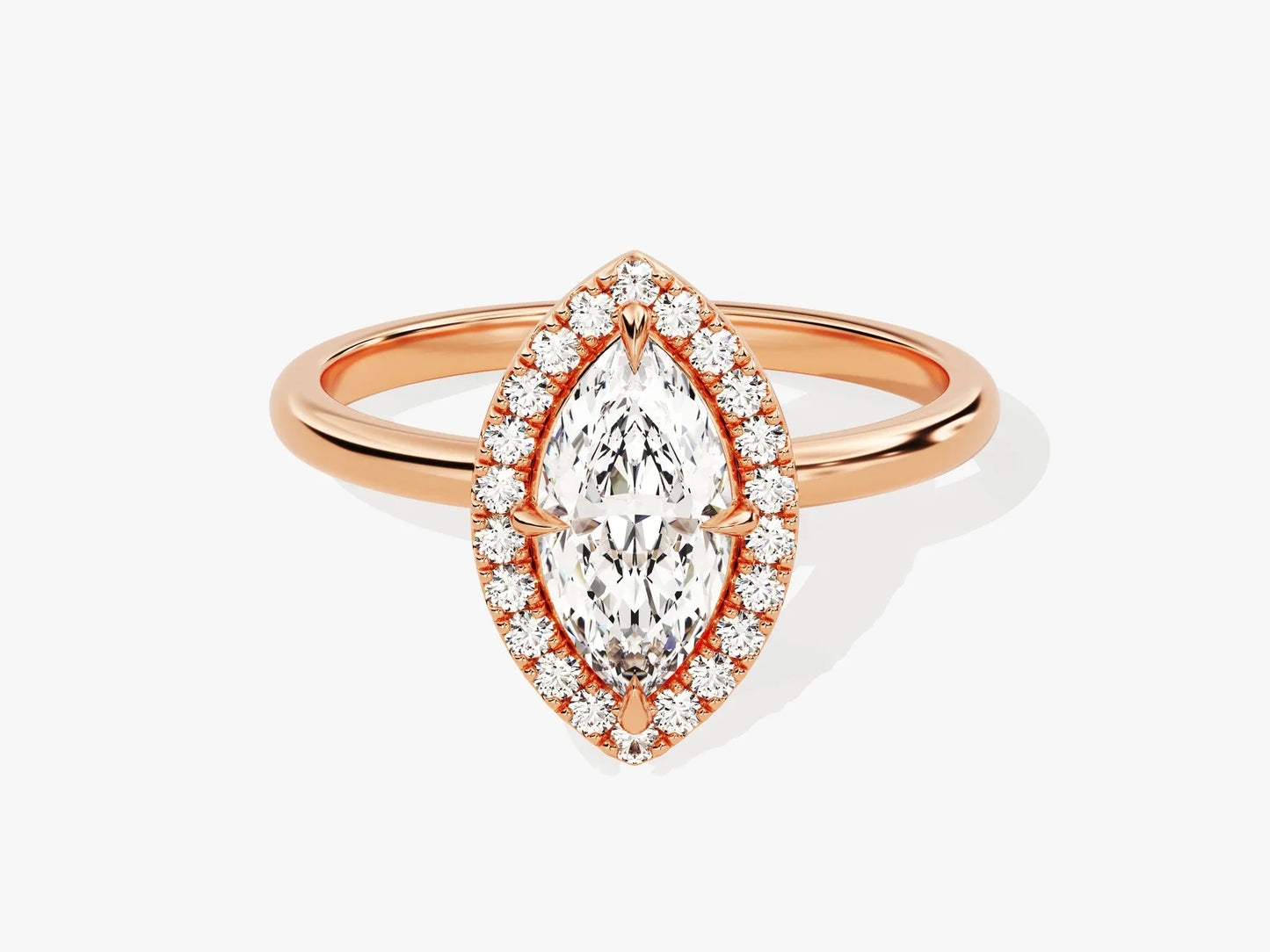 1.0CT Marquise Diamond Halo Moissanite Engagement Ring