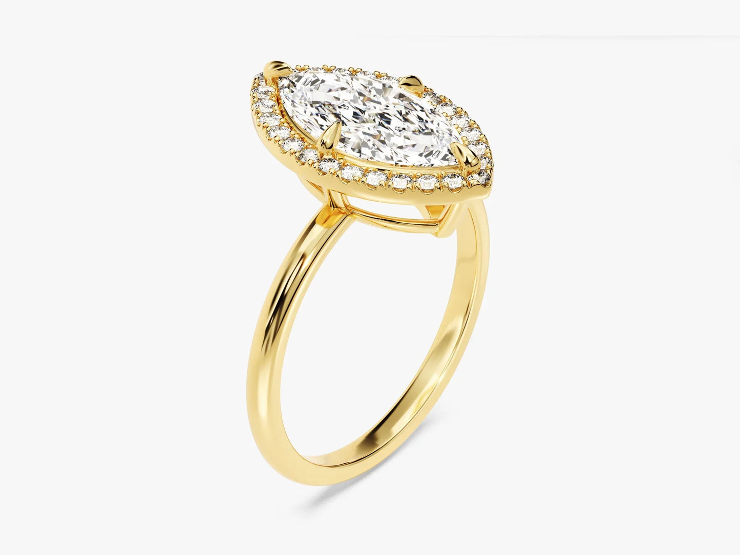 2.0CT Marquise Diamond Halo Moissanite Engagement Ring
