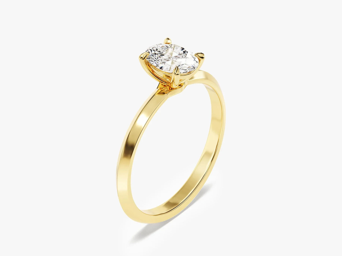 1.0CT Oval Diamond Knife Edge Solitaire Moissanite Engagement Ring
