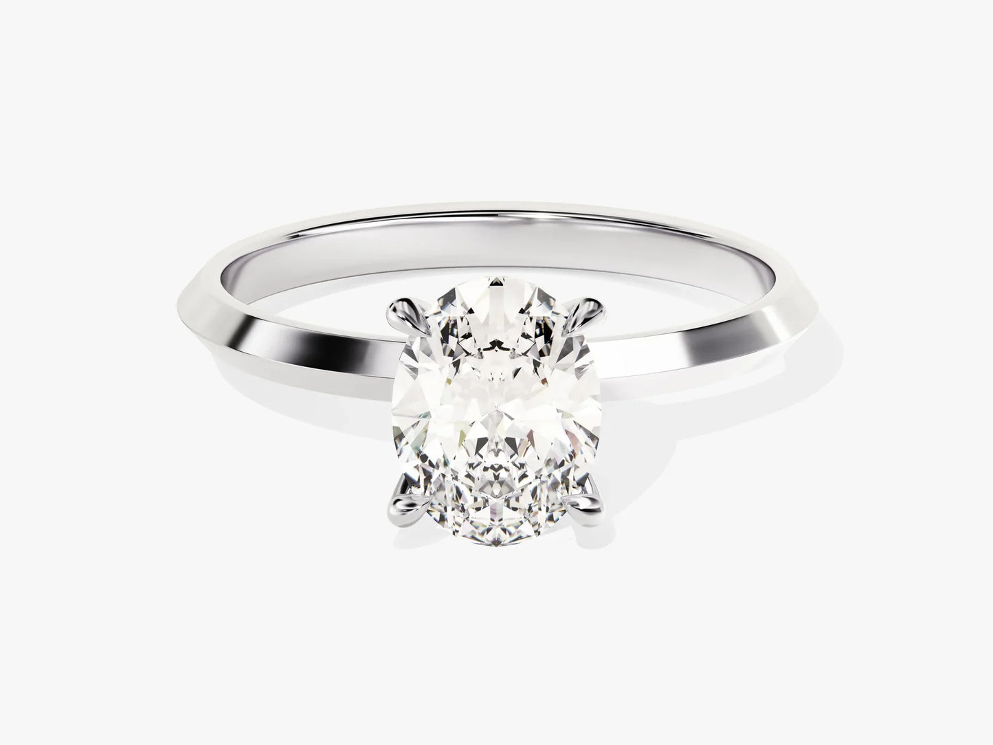 1.50CT Oval Diamond Knife Edge Solitaire Moissanite Engagement Ring