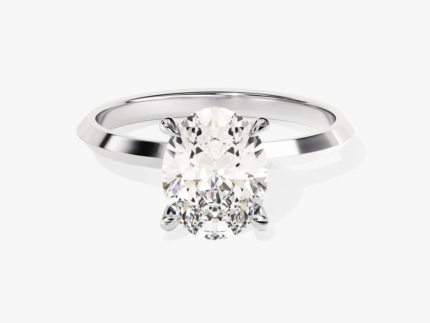 2.0CT Oval Diamond Kinfe Edge Solitaire Moissanite Engagement Ring