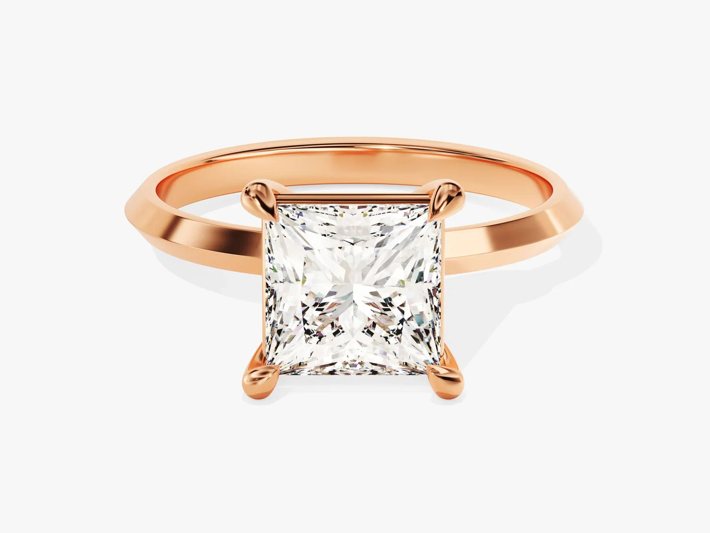 2.0CT Princess Diamond Kinfe Edge Solitaire Moissanite Engagement Ring