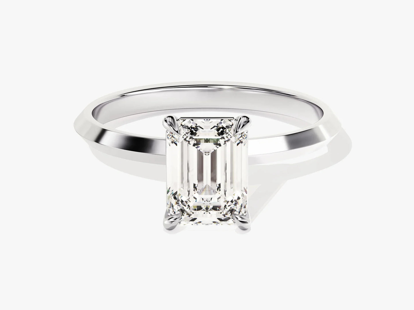 1.50CT Emerald Diamond Knife Edge Solitaire Moissanite Engagement Ring