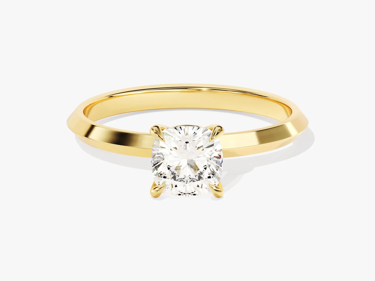 1.0CT Cushion Diamond Knife Edge Solitaire Moissanite Engagement Ring