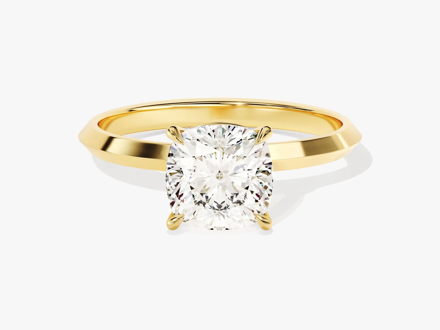 2.0CT Cushion Diamond Kinfe Edge Solitaire Moissanite Engagement Ring