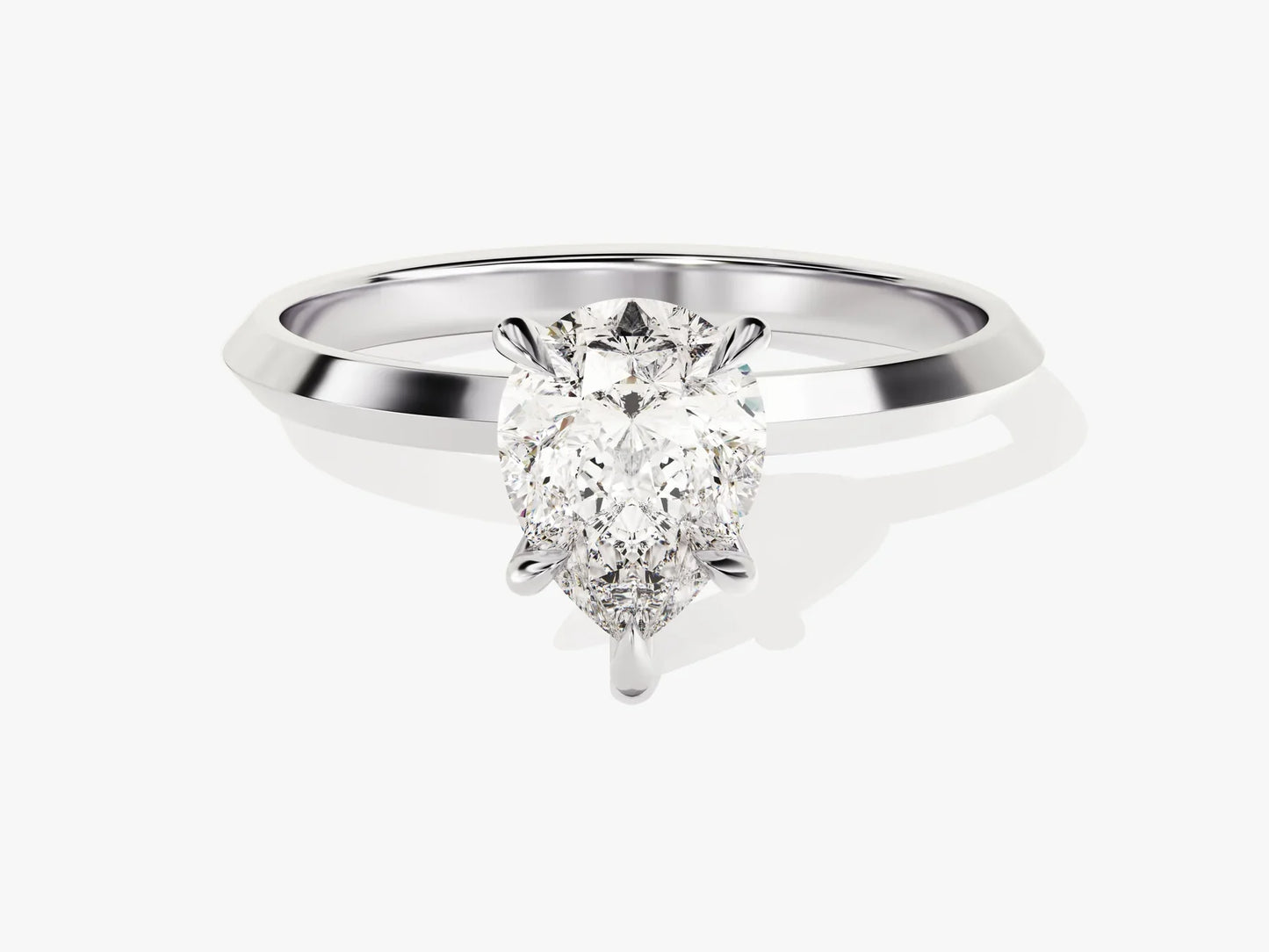 1.50CT Pear Diamond Knife Edge Solitaire Moissanite Engagement Ring