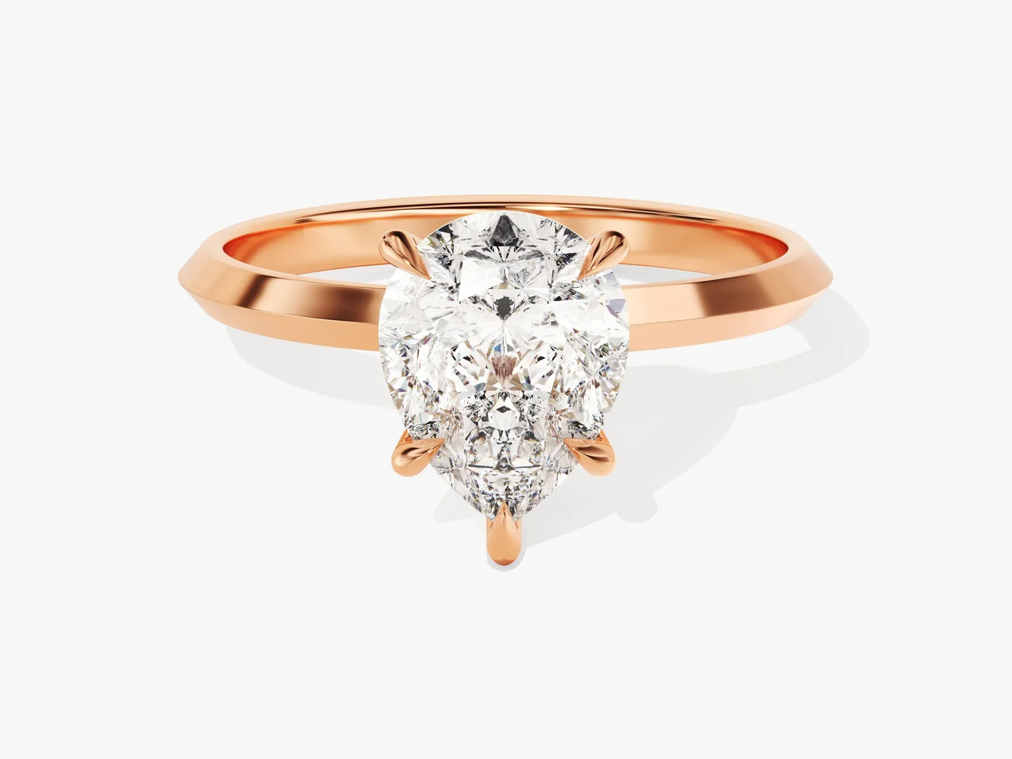 2.0CT Pear Diamond Kinfe Edge Solitaire Moissanite Engagement Ring