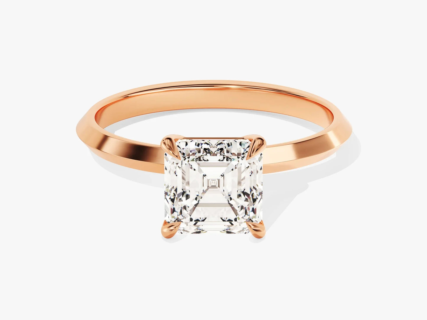 1.50CT Asscher Diamond Knife Edge Solitaire Moissanite Engagement Ring