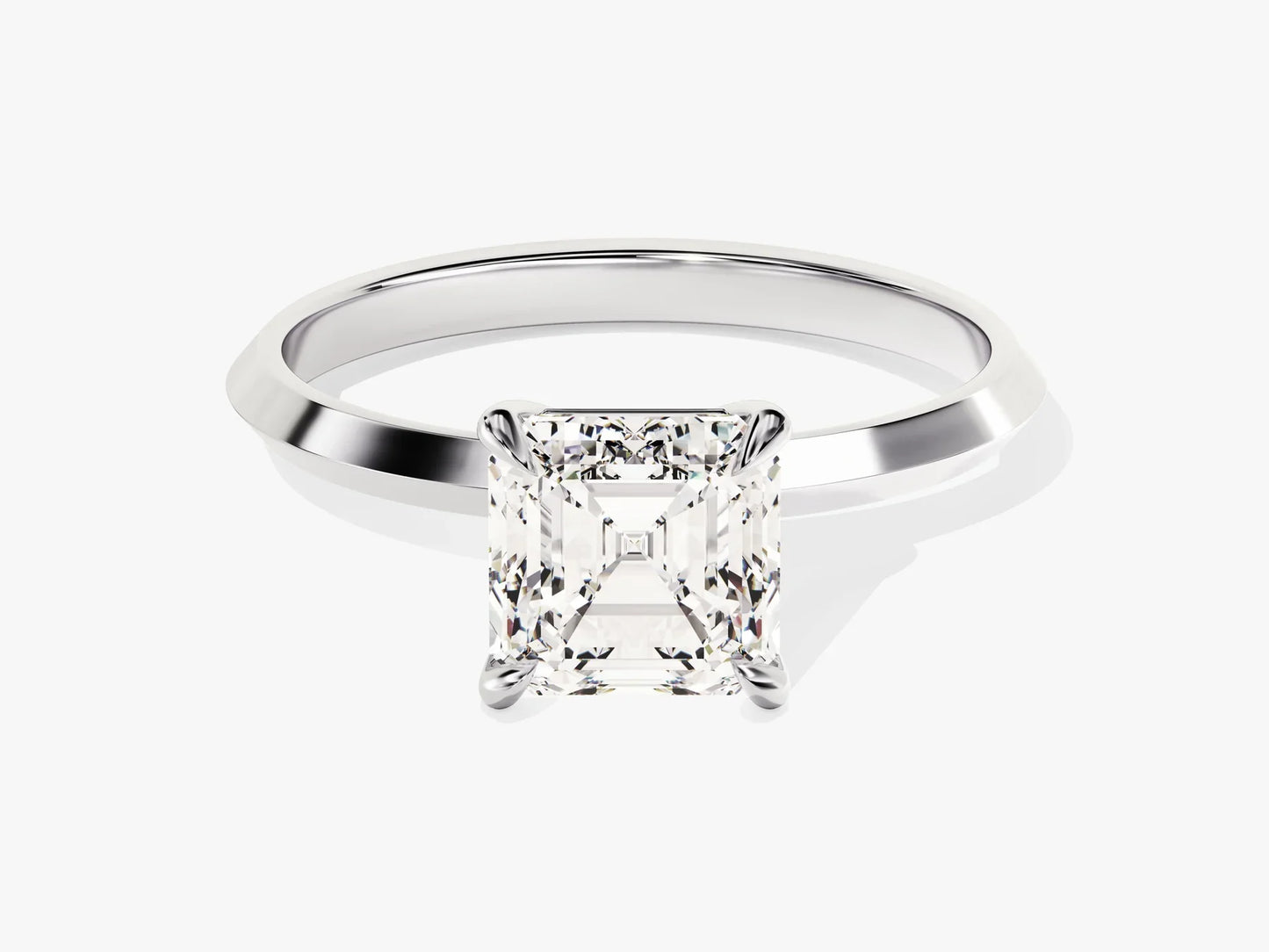 1.50CT Asscher Diamond Knife Edge Solitaire Moissanite Engagement Ring