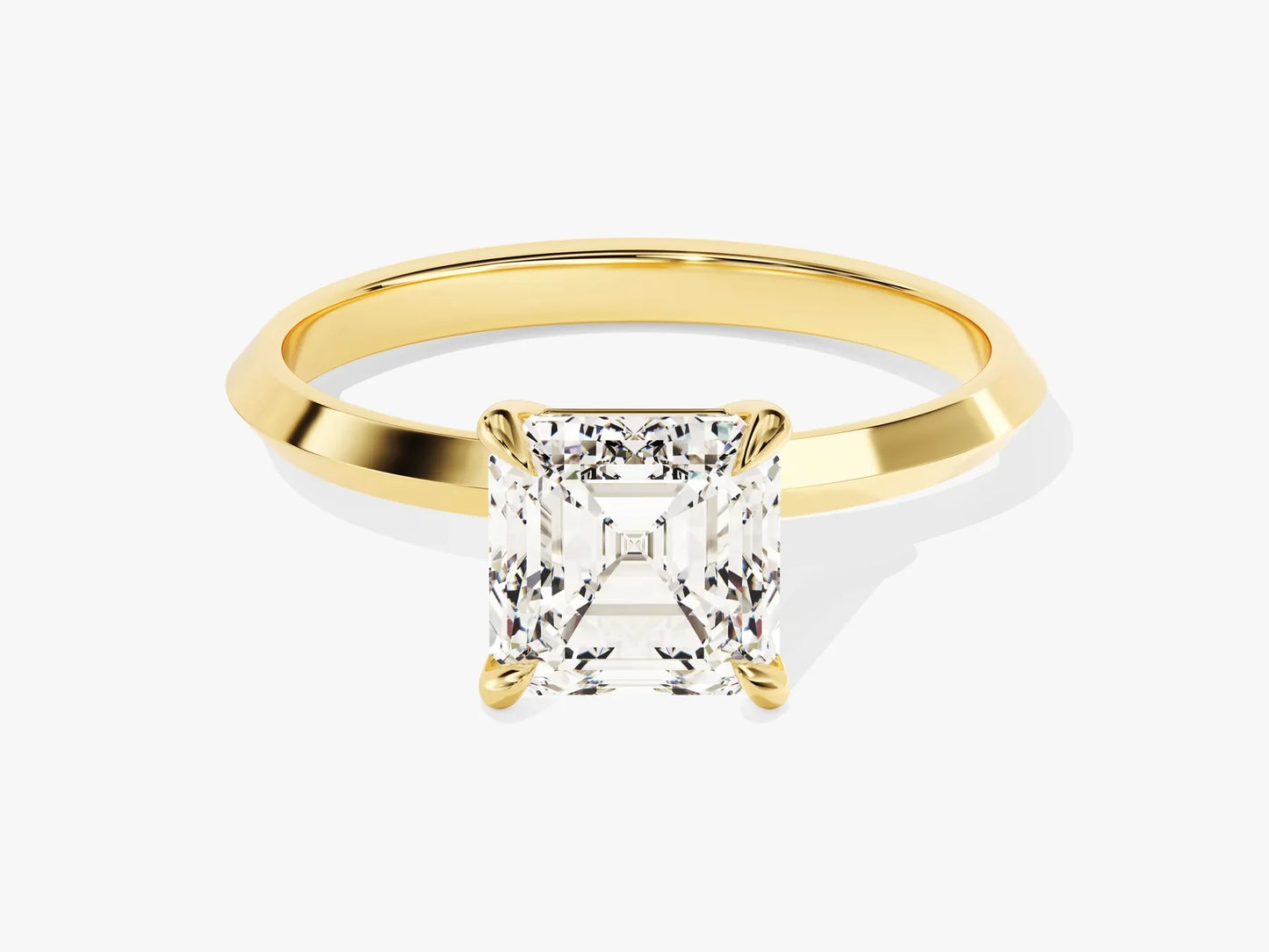 1.50CT Asscher Diamond Knife Edge Solitaire Moissanite Engagement Ring