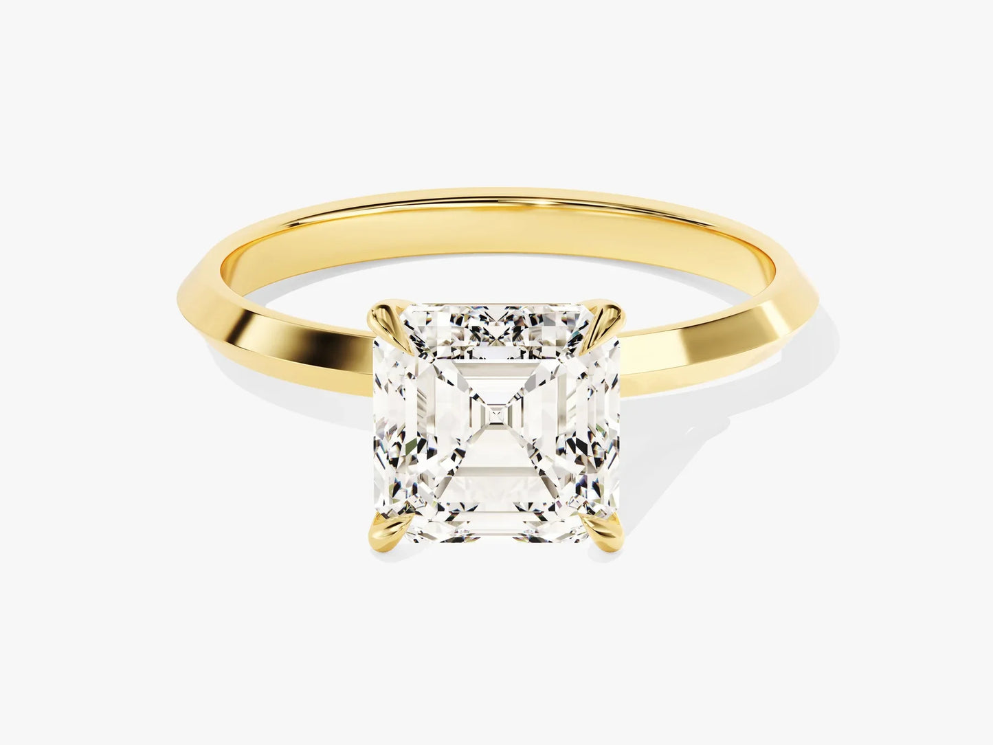 2.0CT Asscher Diamond Kinfe Edge Solitaire Moissanite Engagement Ring