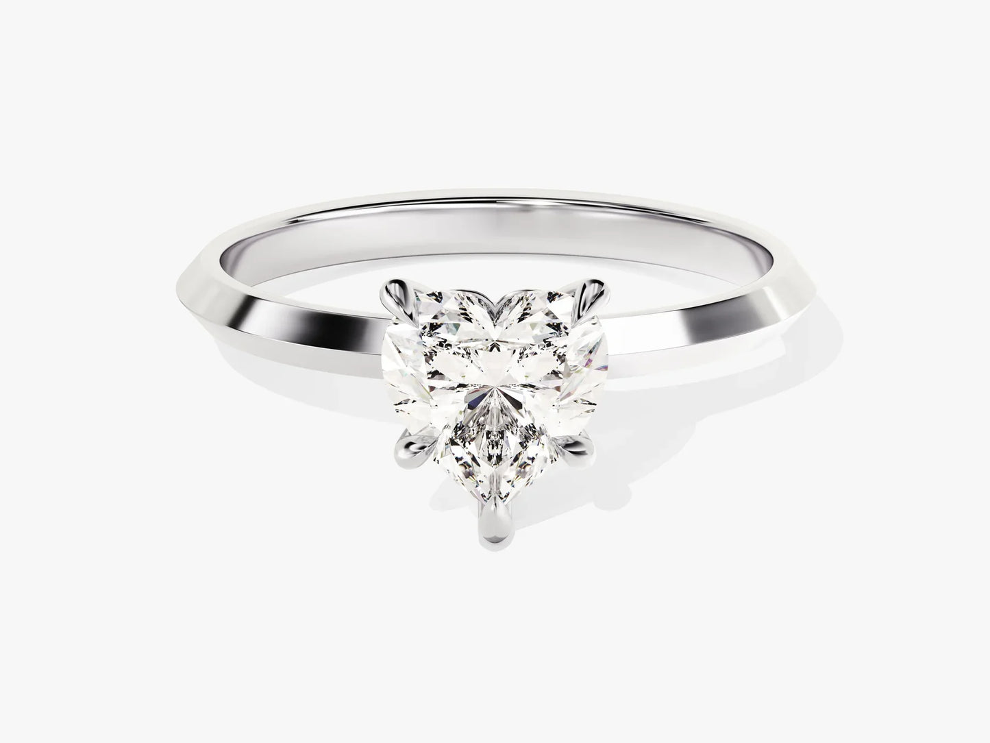 1.0CT Heart Diamond Knife Edge Solitaire Moissanite Engagement Ring