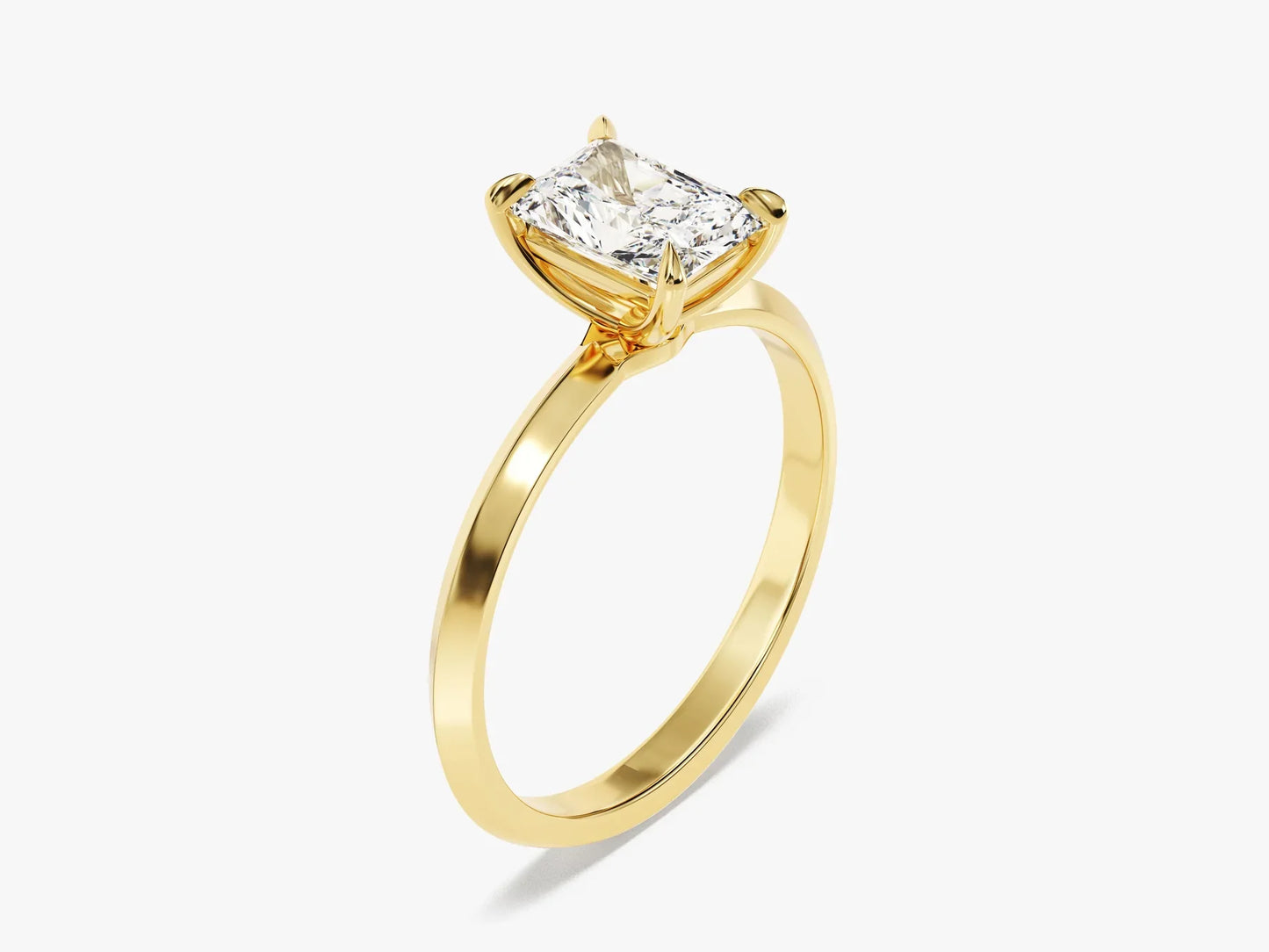 1.0CT Radiant Diamond Knife Edge Solitaire Moissanite Engagement Ring