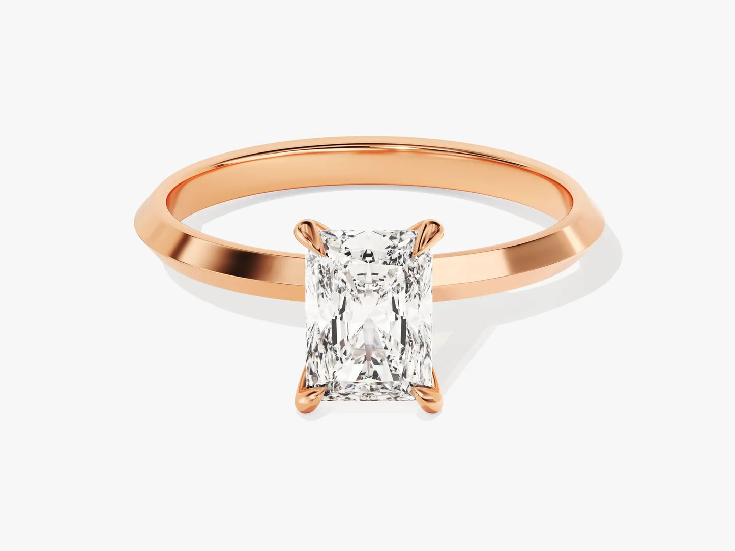 1.0CT Radiant Diamond Knife Edge Solitaire Moissanite Engagement Ring