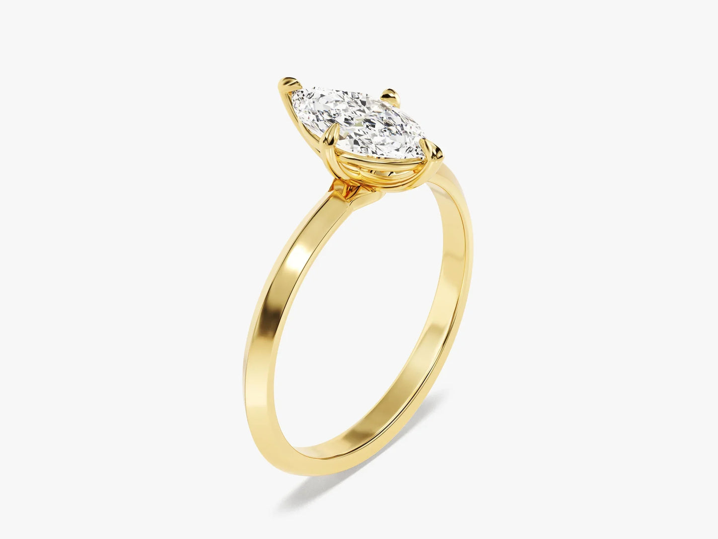 1.0CT Marquise Diamond Knife Edge Solitaire Moissanite Engagement Ring