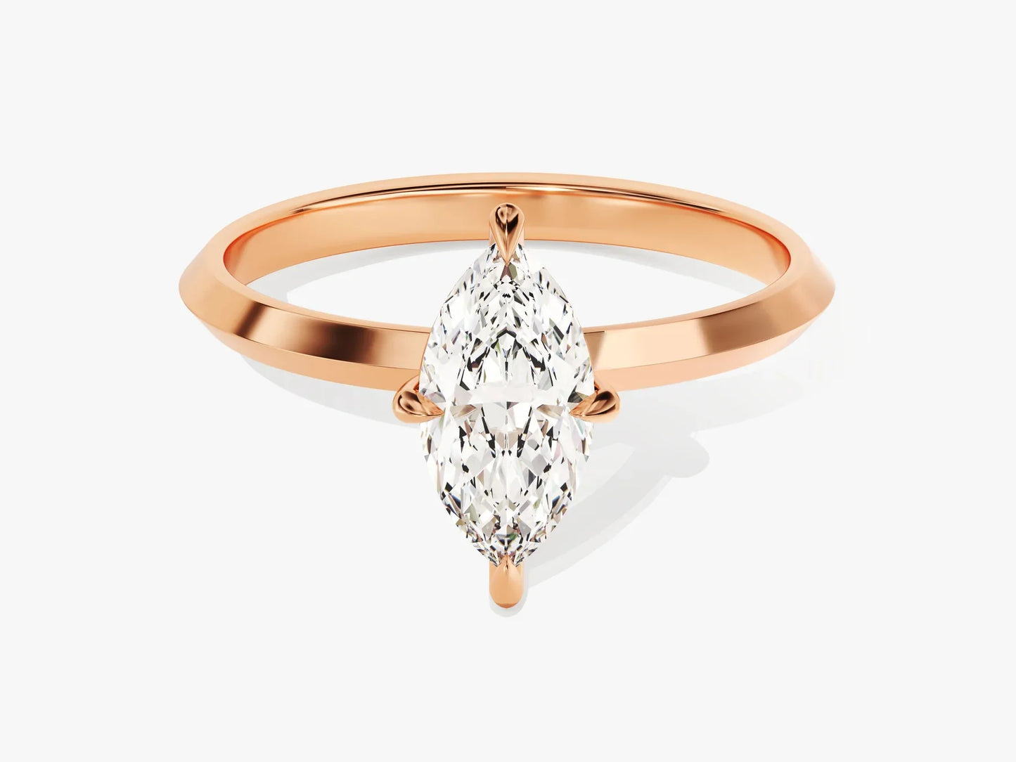 1.0CT Marquise Diamond Knife Edge Solitaire Moissanite Engagement Ring