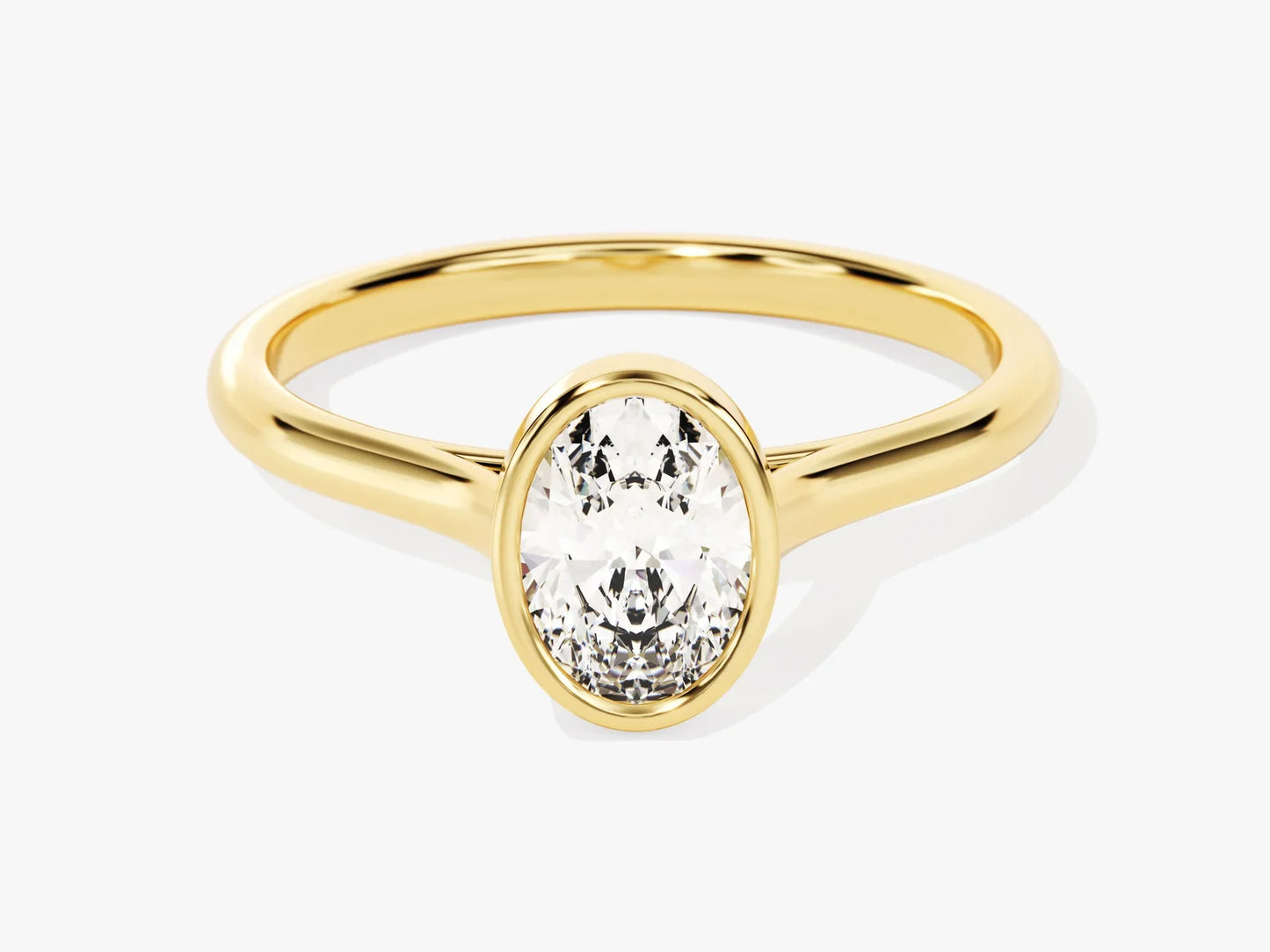 1.0CT Oval Diamond Bezel Setting Solitaire Moissanite Engagement Ring