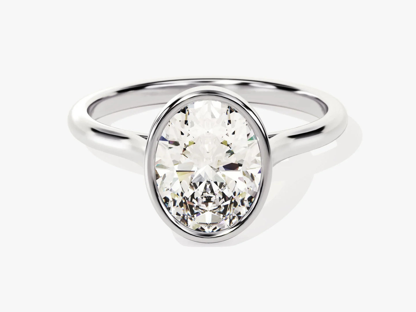 2.0CT Oval Diamond Bezel Setting Solitaire Moissanite Engagement Ring