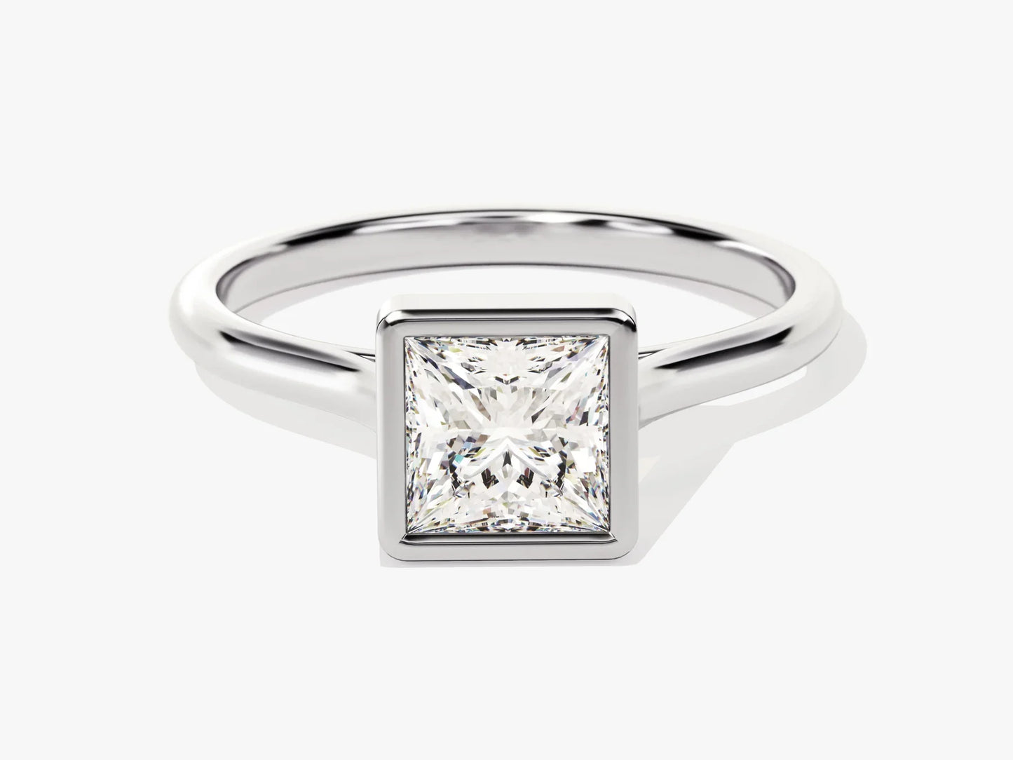 1.0CT Princess Diamond Bezel Setting Solitaire Moissanite Engagement Ring