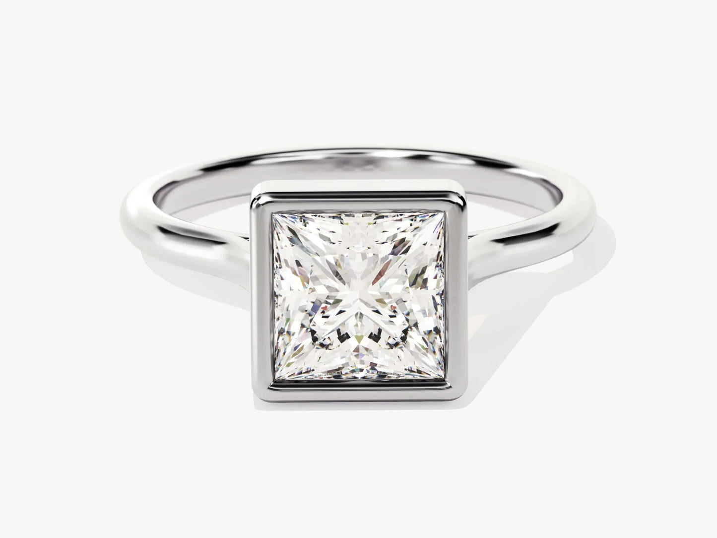 1.50CT Princess Diamond Bezel Setting Solitaire Moissanite Engagement Ring
