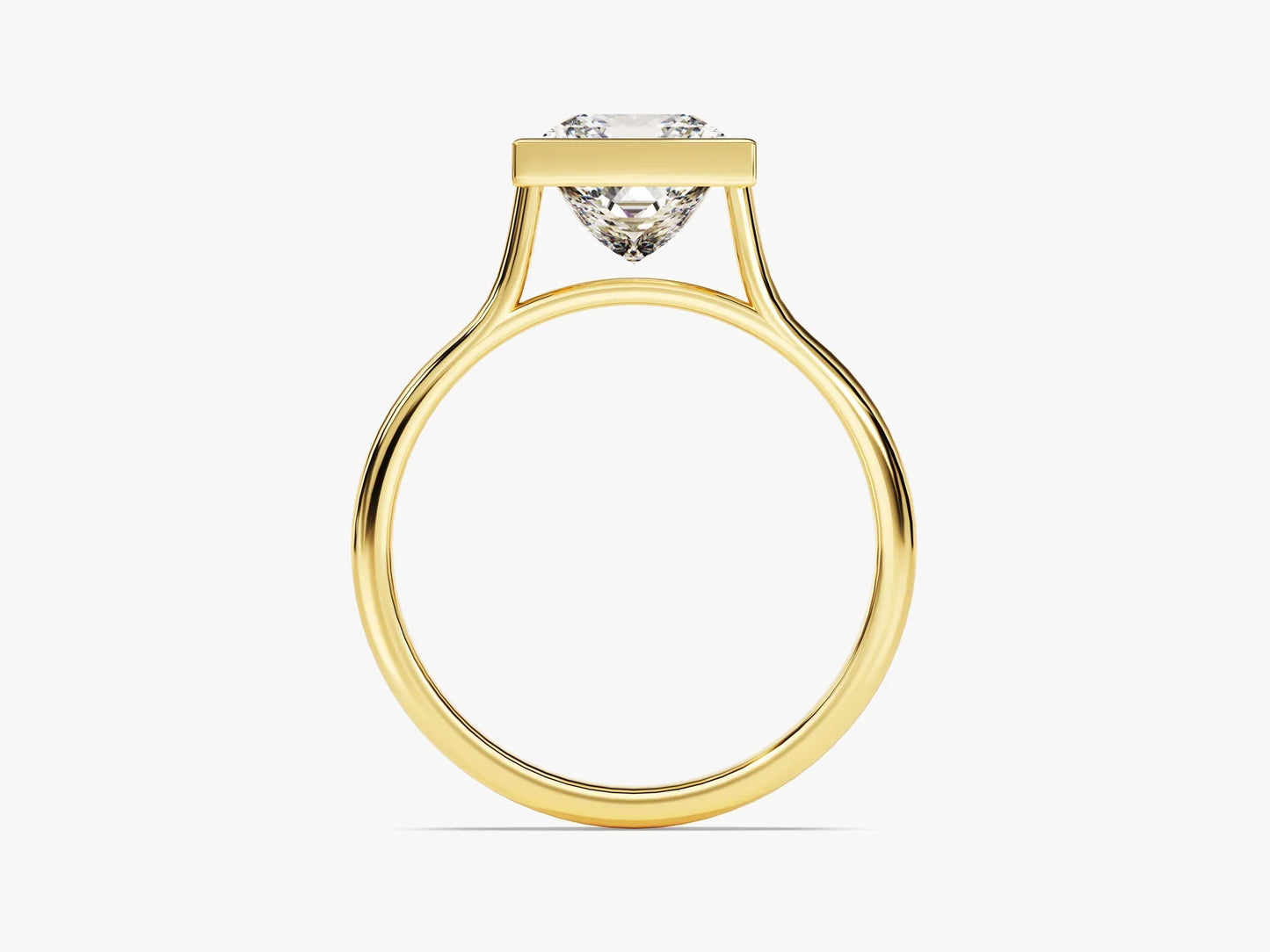 2.0CT Princess Diamond Bezel Setting Solitaire Moissanite Engagement Ring