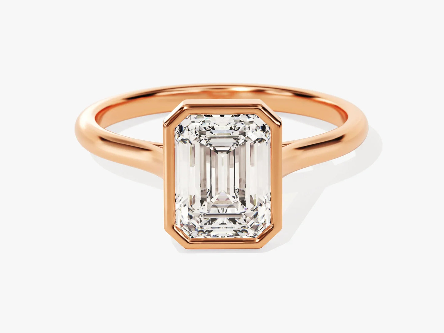 2.0CT Emerald Diamond Bezel Setting Solitaire Moissanite Engagement Ring