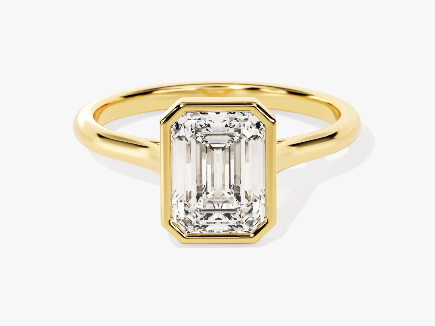 2.0CT Emerald Diamond Bezel Setting Solitaire Moissanite Engagement Ring