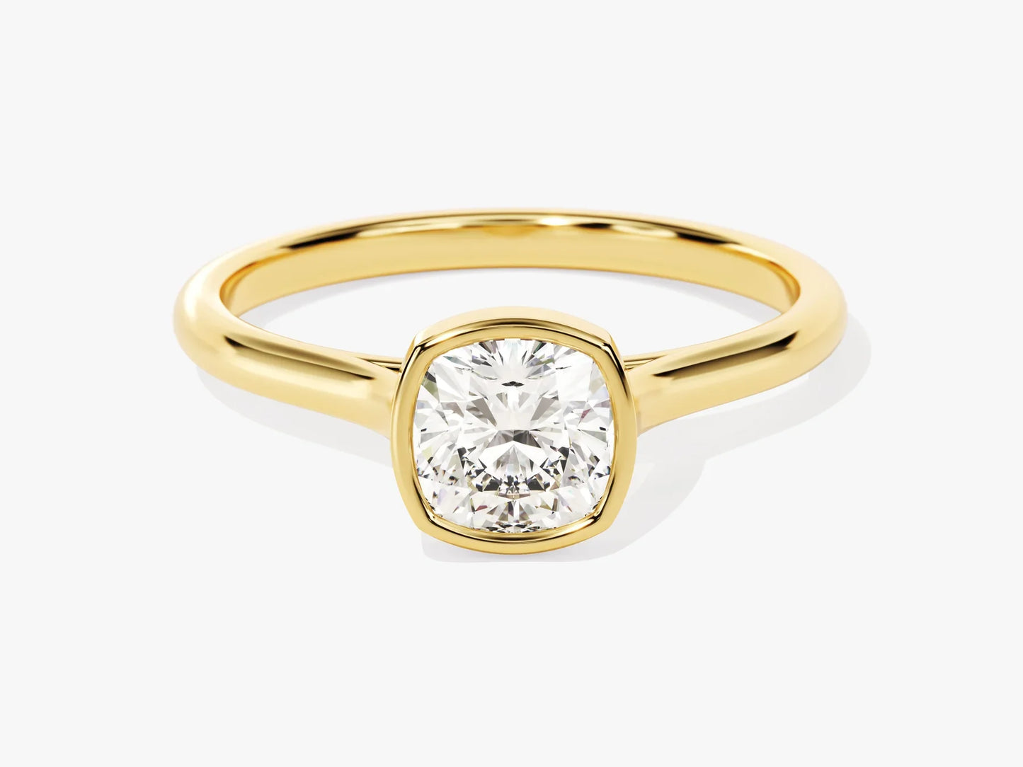 1.0CT Cushion Diamond Bezel Setting Solitaire Moissanite Engagement Ring