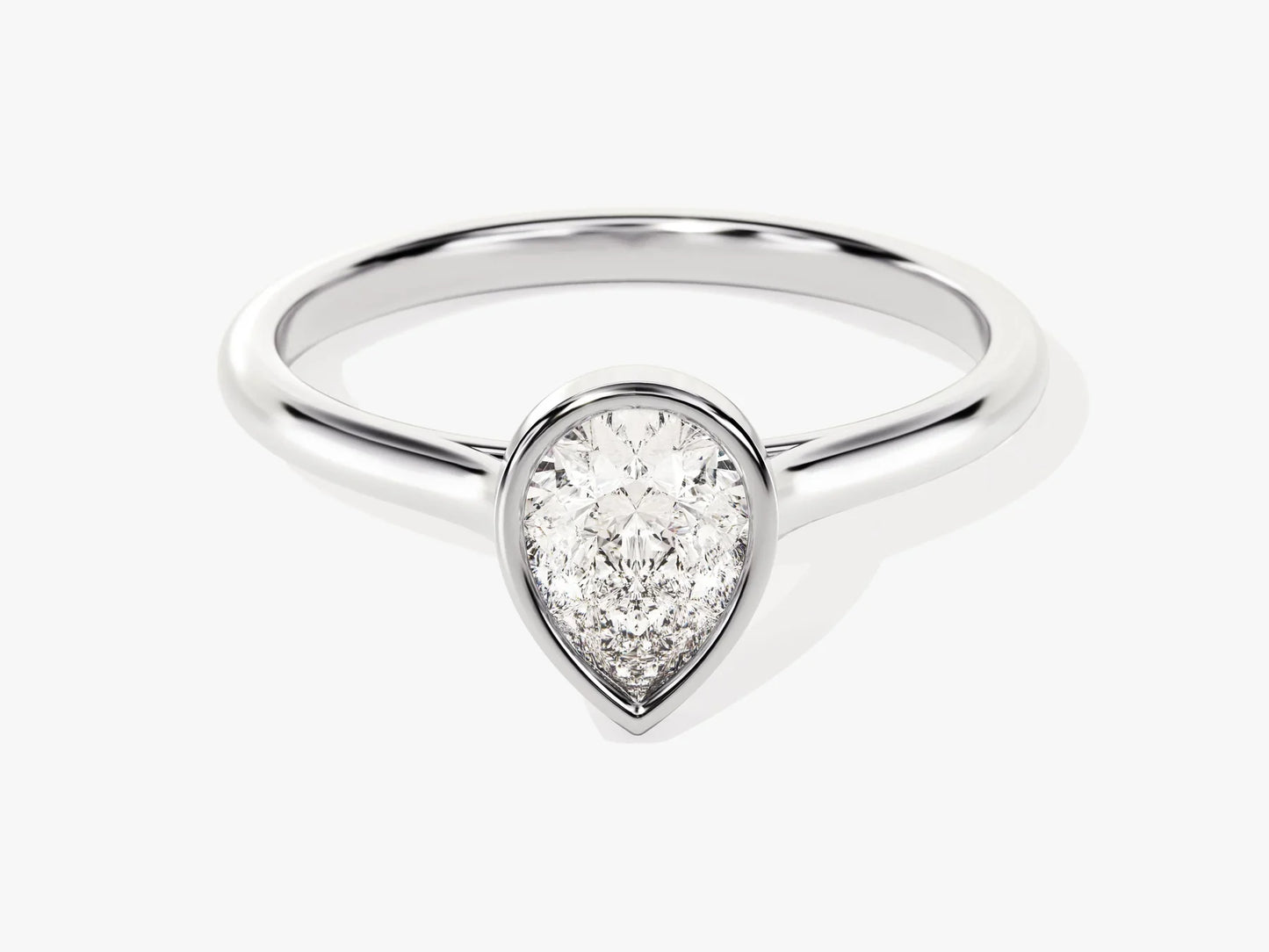 1.0CT Pear Diamond Bezel Setting Solitaire Moissanite Engagement Ring