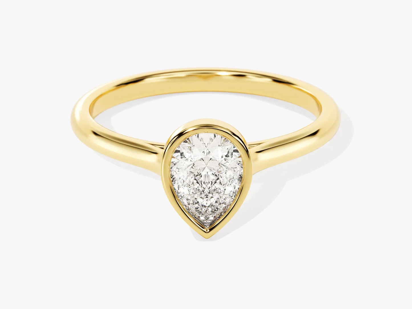 1.0CT Pear Diamond Bezel Setting Solitaire Moissanite Engagement Ring