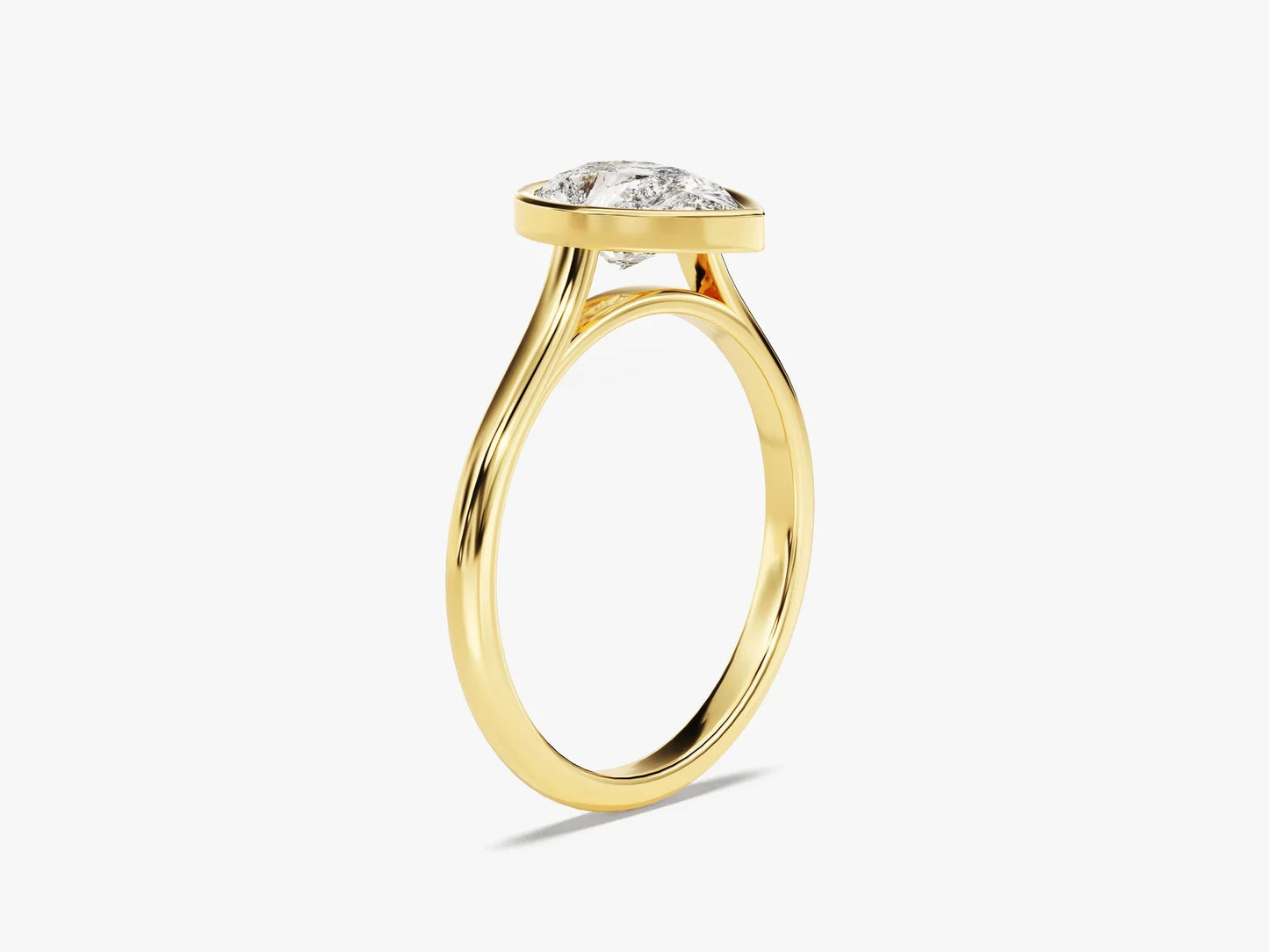 1.50CT Pear Cut Bezel Setting Solitaire Moissanite Engagement Ring