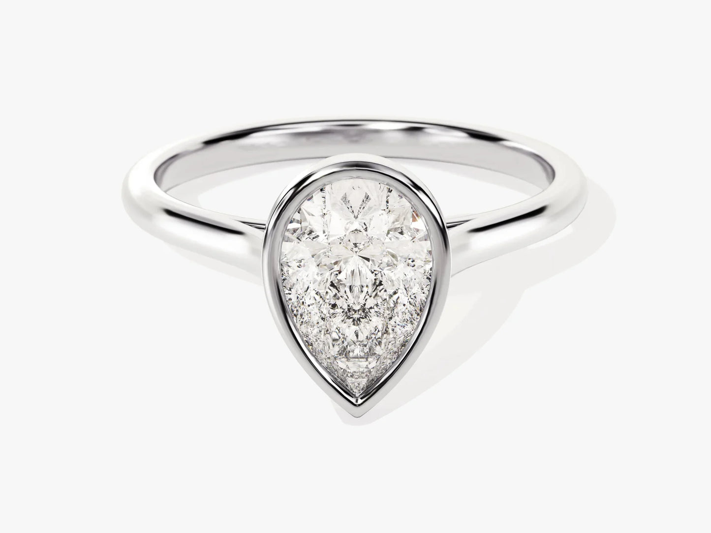 1.50CT Pear Cut Bezel Setting Solitaire Moissanite Engagement Ring