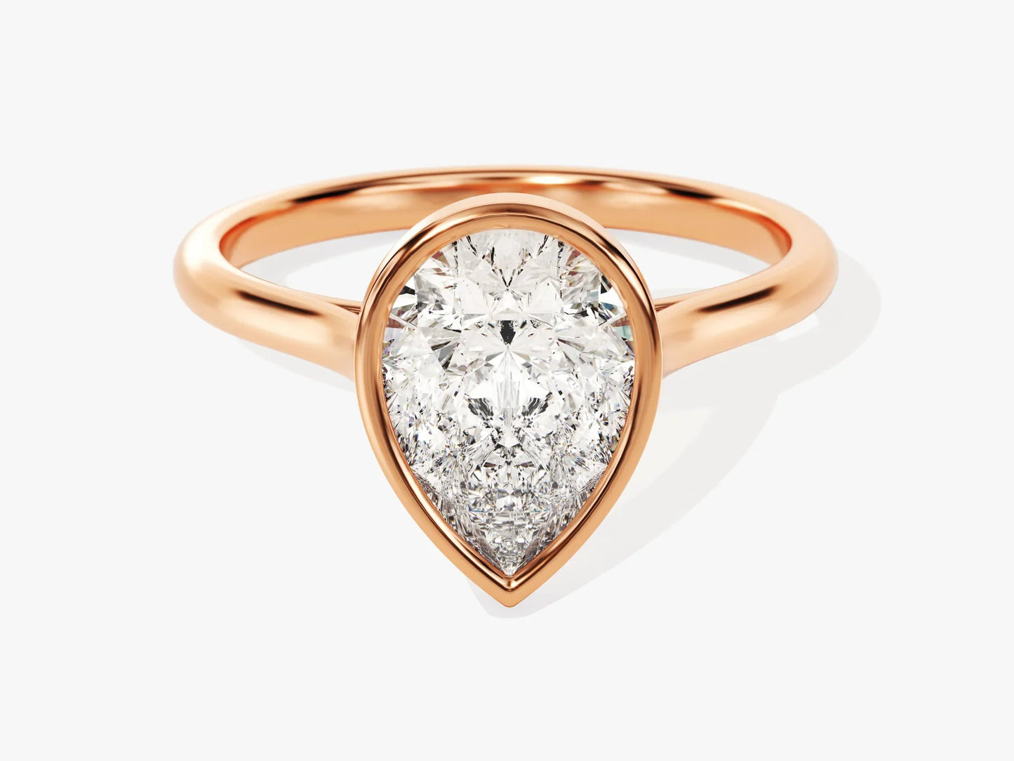 2.0CT Pear Cut Bezel Setting Solitaire Moissanite Engagement Ring