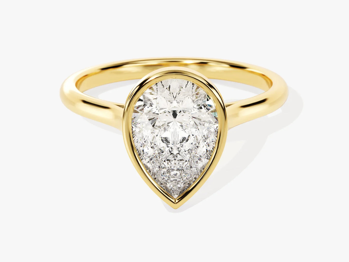 2.0CT Pear Cut Bezel Setting Solitaire Moissanite Engagement Ring