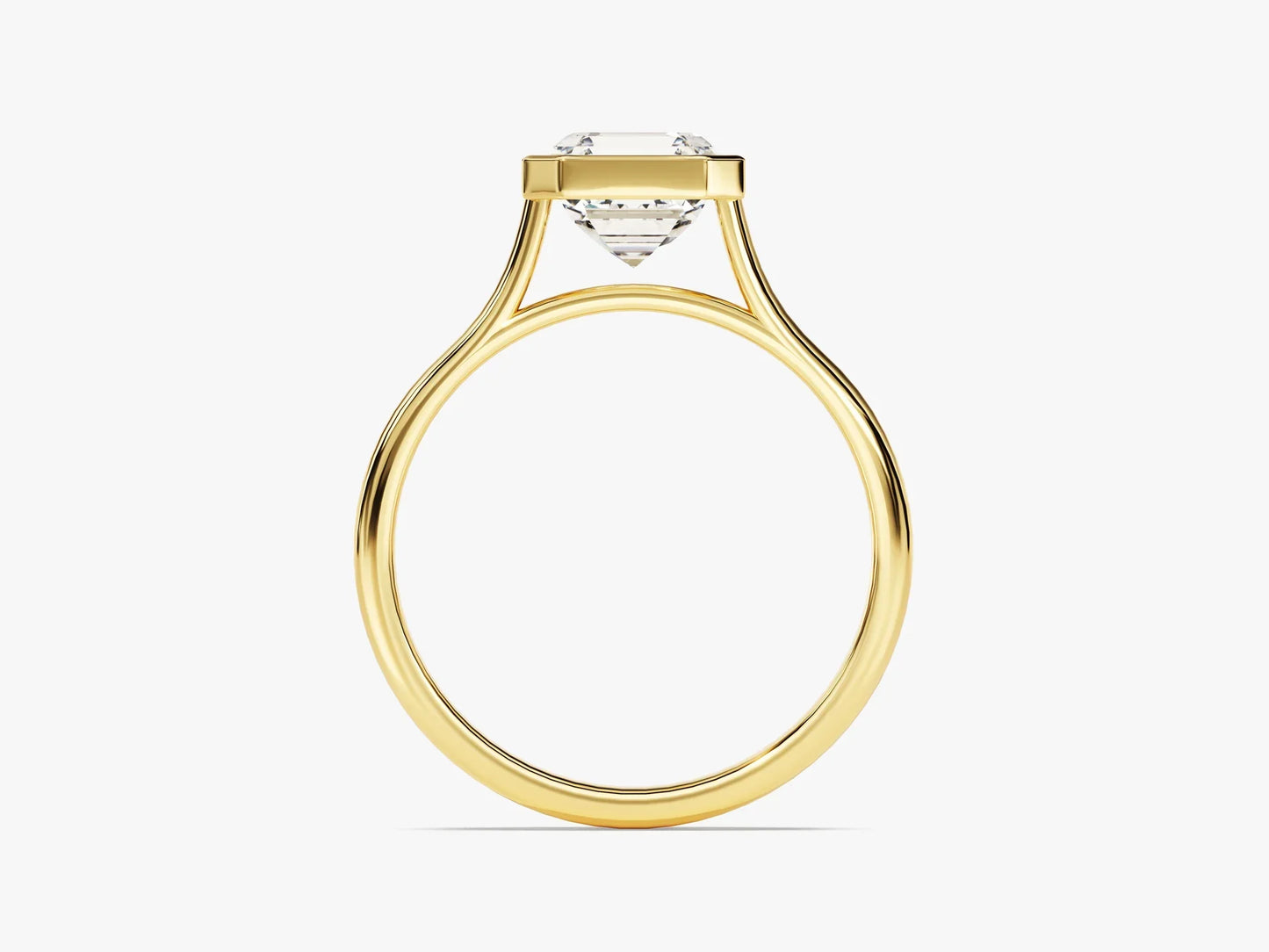 1.50CT Asscher Cut Bezel Setting Solitaire Moissanite Engagement Ring