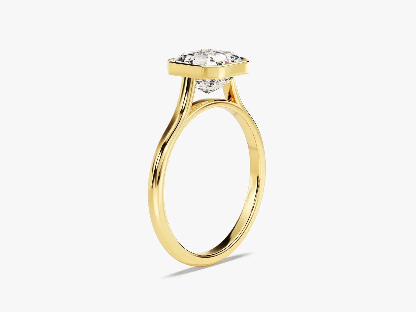 1.50CT Asscher Cut Bezel Setting Solitaire Moissanite Engagement Ring