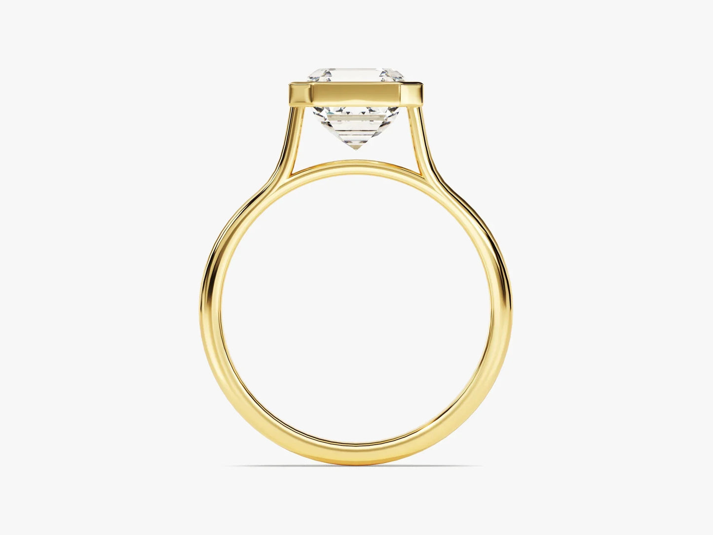 2.0CT Asscher Cut Bezel Setting Solitaire Moissanite Engagement Ring