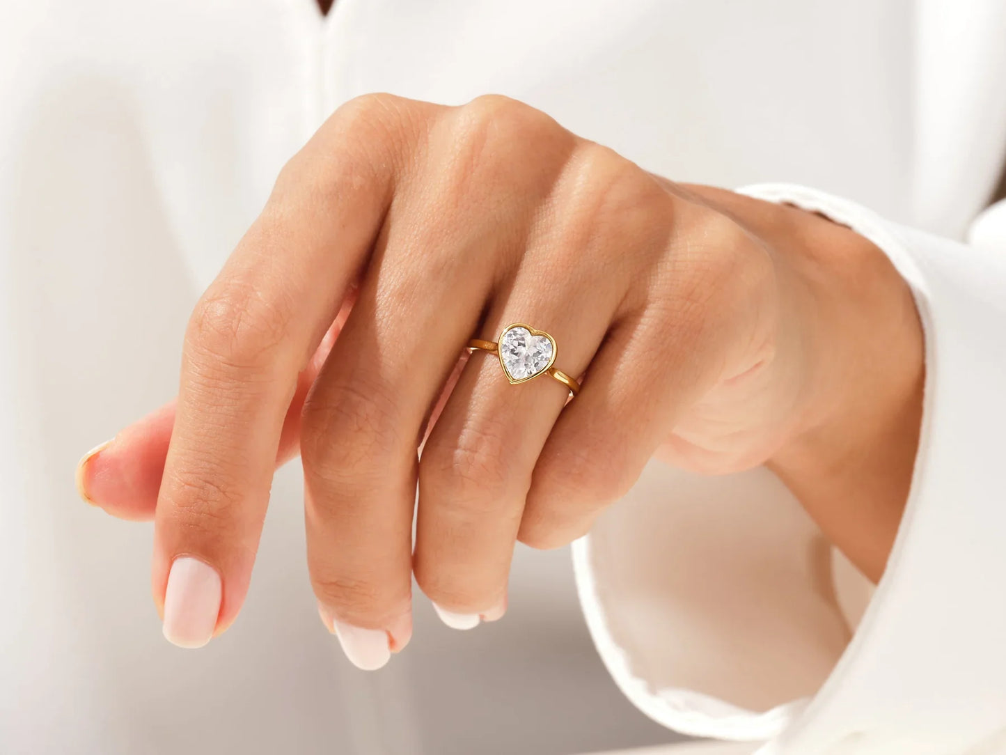 2.0CT Heart Cut Bezel Setting Solitaire Moissanite Engagement Ring