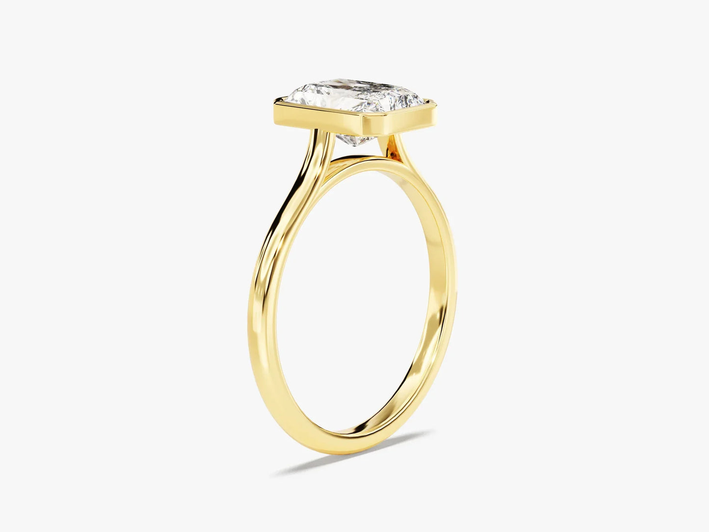 1.50CT Radiant Cut Bezel Setting Solitaire Moissanite Engagement Ring