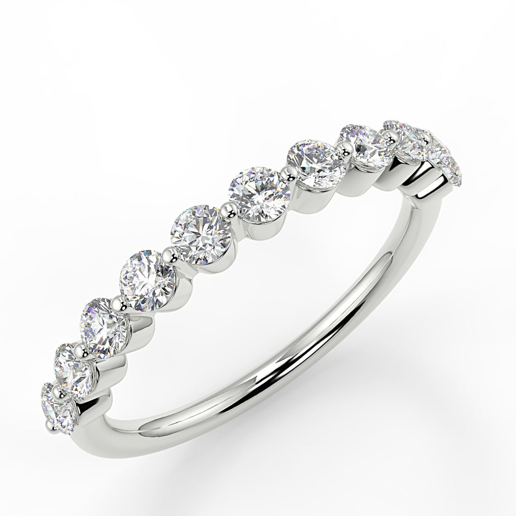 0.44 TCW Round Moissanite Half Eternity Wedding Band