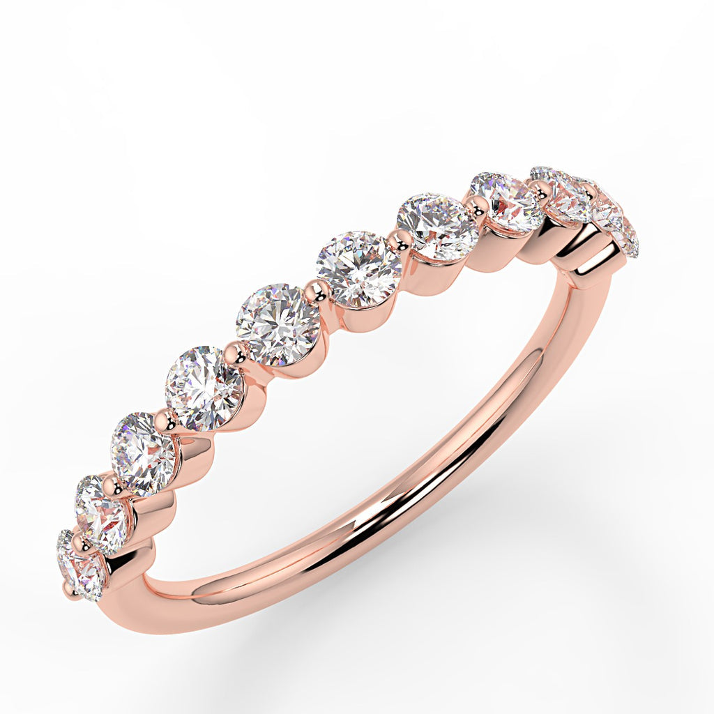 0.44 TCW Round Moissanite Half Eternity Wedding Band