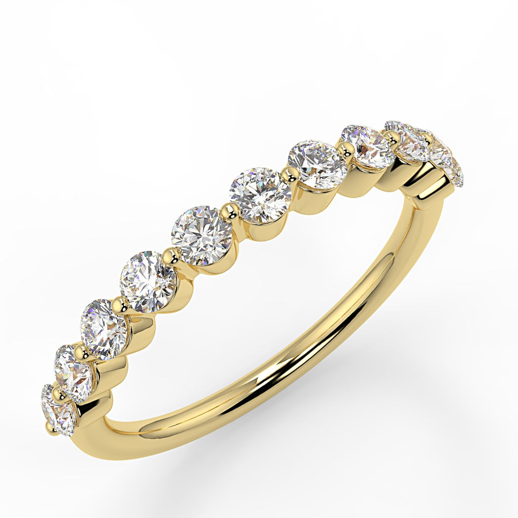 0.44 TCW Round Moissanite Half Eternity Wedding Band