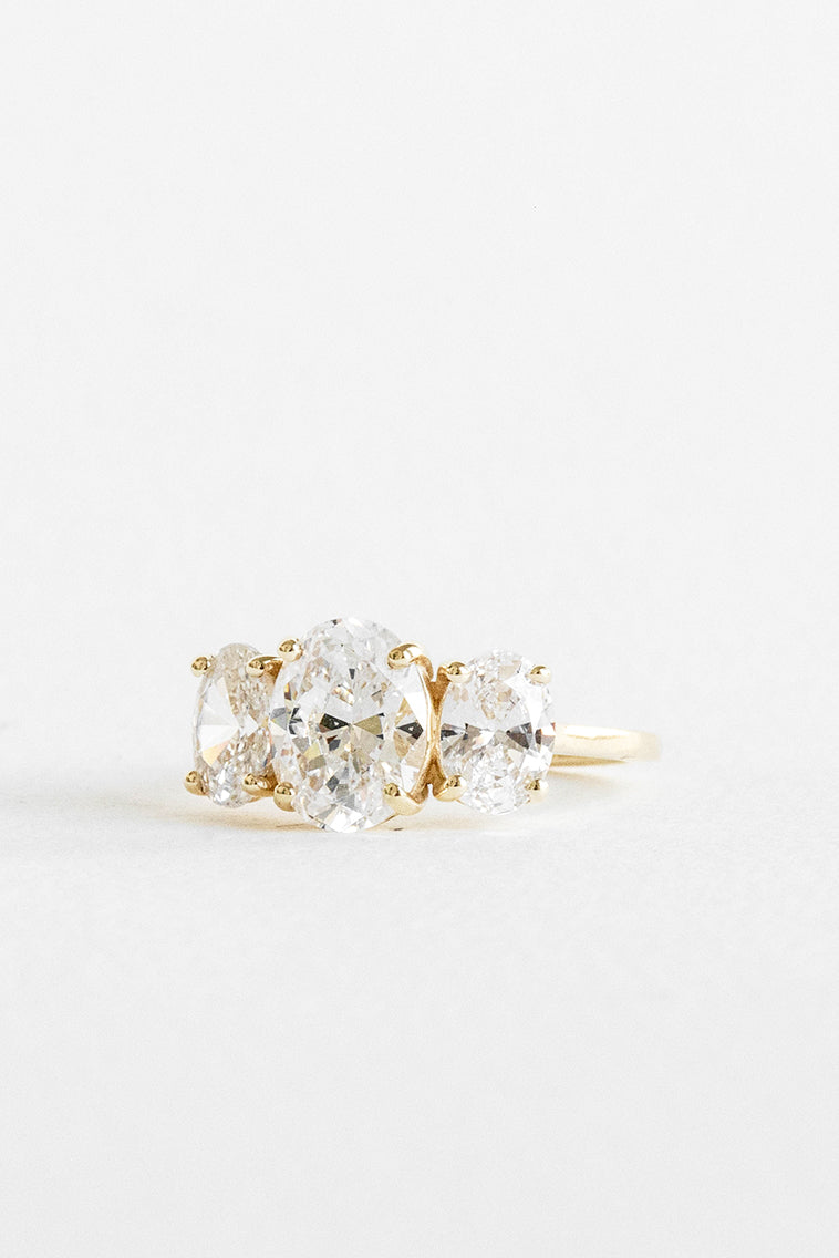 1.80 CT Oval Moissanite Three Stone Engagement Ring