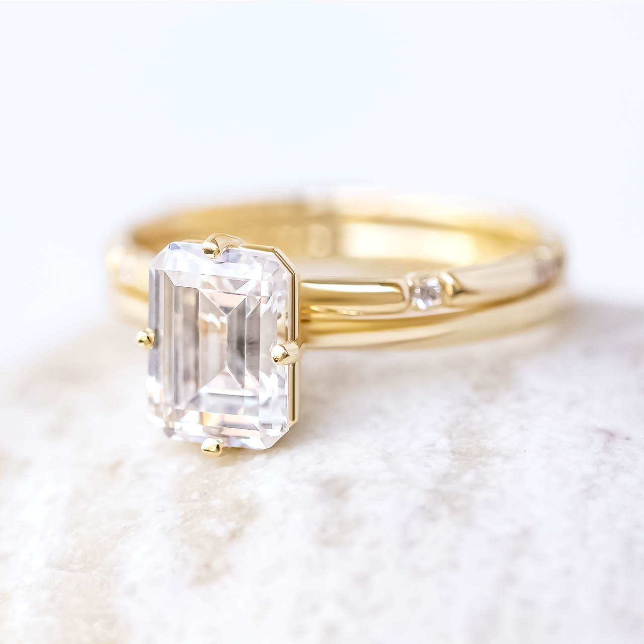 2.30 CT Emerald Cut Moissanite Engagement Ring