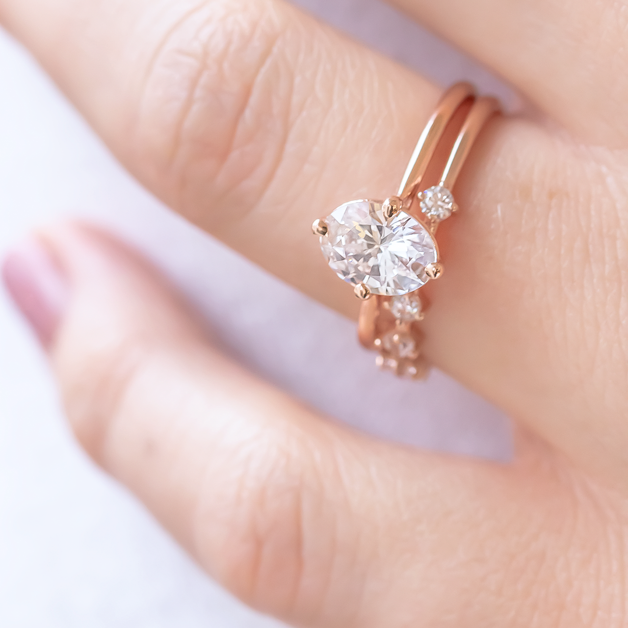 1.33 CT Oval Cut Moissanite Engagement Ring