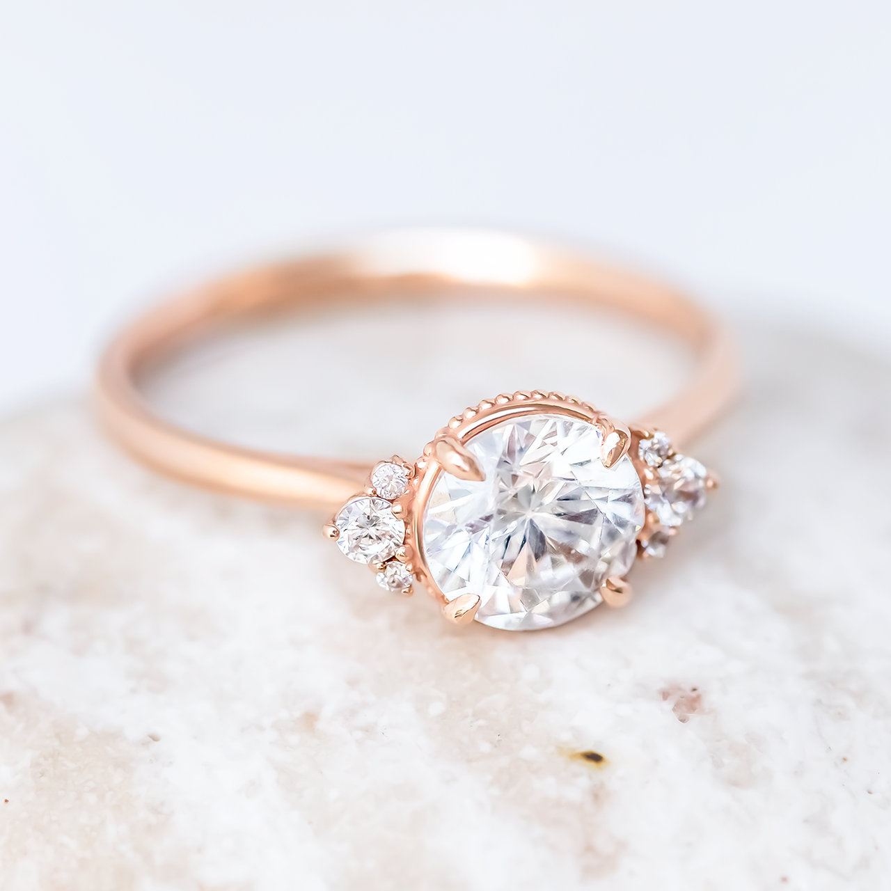 1.50ct-2.50ct Round Cut Vintage Inspired Moissanite Diamond Engagement Ring