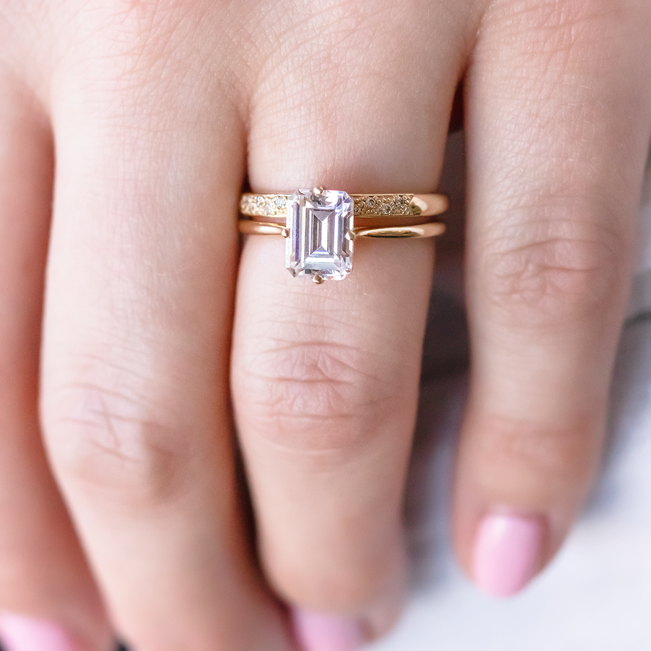 2.30 CT Emerald Cut Moissanite Engagement Ring